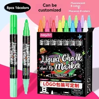 8/16 Colors Dual Tip Liquid Erasable Chalk Markers Pens Washable & Wet Erase Neon Makers for Blackboard Chalkboard Glass Window