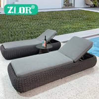 Outdoor Sun Loungers Swimming Pool Beach Bed Foldable UV Resistant Modern Chaise Lounge for Hotel Courtyard Garden Villa Leisure