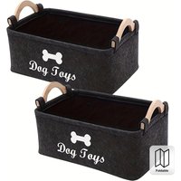 1pc Foldable Square Pet Storage Box with Sturdy Handles - Spacious Suitable for a Pet Organizer Basket, Easy-Clean Felt Design
