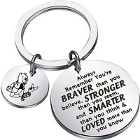Inspirational Poooh Bear Keychain Friend Gift Friendship Keychain Birthday Gifts You are Braver Stronger Smarter Than You Think