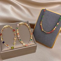 Greatera Colorful Rose Zirconium Chain Women's Bracelet Delicacy Light Luxury Popular Temperament Bangle Unique Gifts Jewelry