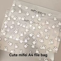 1/3 Pcs Cute Miffy A4 Snap Button File Bag Large Capacity Student Waterproof Thick Storage Bag Miffy Brand Merchandise