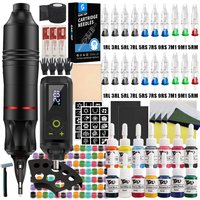 Professional Wireless Tattoo Machine Kit Rotary Tattoo Pen Kit with Wireless Power Supply Inks Needles for Tattoo Beginners Kits