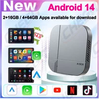 Smart AI Box Android14 4G+64G/2G+32G Wireless CarPlay Android Auto TV Box For Youtube Netflix For VW Nissan Toyota Hyundai Ford