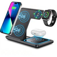 LED Fast Wireless Charger Stand 3 in 1 Foldable Charging Station For iPhone 17 16 15 14Apple Watch 9 8 7 6 5 Airpods Pro