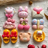 10pcs cartoon girl animal head shiny resin Jewelry pendant accessories diy handmade making for keychain phone case decoration
