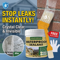 Transparent Waterproof Sealant Clear Invisible Leak Repair Coating for Roof Wall Bathroom Kitchen Water-Based Agent Brush Gloves