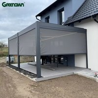Outdoor Pergola Windproof Roller Blinds Reusable Zip Track Motorized Waterproof Curtains Patio Blackout Shades Outdoor Blinds