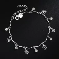 Charm 925 Sterling Silver Bracelets for Women Four-leaf clover zircon Chain Fashion Wedding Party Christmas Gift fine Jewelry