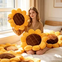 Sunflower Design Plush Decorative Pad Office Seat Cushion Living Room Sofa Pillow Car Back Cushion Headboard Support Pillow