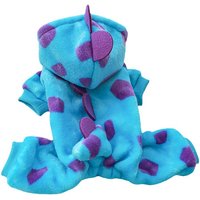 Cosplay Dinosaur Dog Halloween Costume for Small Dogs Dress Up Hoodies Thermal Velvet Padded Dog Pajamas Winter Puppy Jumpsuit