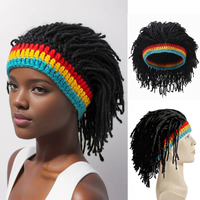 African Men Women Synthetic Wig Hat False Braid Dreadlocks Beanie Cap Handmade Crochet Hat Rasta Jamaica Cosplay Party Headwear