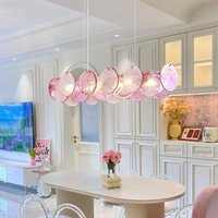 Pink Glass Ceiling Chandelier For Living Dining Room Bedroom Luxury Hanging Light French Vintage Colorful Pendant Lamp