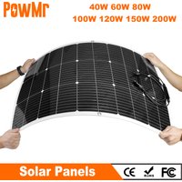 PowMr Solar Panels 40W 60W 80W 100W 120W 150W 200W Flexible Portable Solar Cell Solar Plate Kit for RV Car Home Solar System