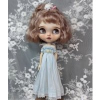 1pcs elegant style 2025 Blythe/landoudou pearl one-piece dress light blue (Fit for Lulu,ymy24,Ob22,24,26,zone, Jenny)