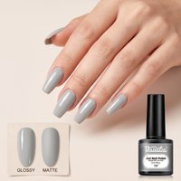 Gray gel nail polish, long-lasting and vibrant color, suitable for DIY nail art, ideal for home and salon use, glossy gel nail p
