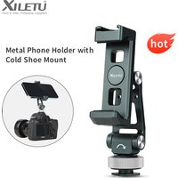 XILETU Aluminum Cold Shoe Phone Mount for DJI RS Stabilizer, 360° Adjustable HV Bracket for Camera Monitor Live Streaming
