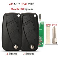 jingyuqin Fernbedienung für Smart-Autoschlüssel für Iveco Daily 2006–2011, 2/3 Tasten, 433 MHz, Megamos ID48-Chip mit SIP22 GT10 Blade Marelli