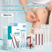 50/250 Pcs Disposable Iodine /Alcohol Cotton Swabs Stick Wound Sterilize โAsepsis Cotton Portable Outdoor Medical Supplies