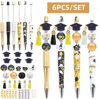 6PCS Graduation Thanks Teacher Themed DIY Bead Pen Set, Back To School , Creative Gifts Office &Study Supplies,Bead DIY Craft