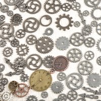 30/50g Vintage Gun Black Random Steampunk Gear Pendant Jewelry Mixed DIY Punk Mechanical Clock Watch Charms Making Findings Bulk