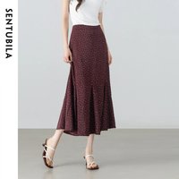 SENTUBILA Women Print Red Mermaid Skirt Lightweight High-Waisted Polka Dots Skirt 2026 Summer Elegant Vintage Chic 162QH6892