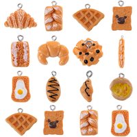 10pcs Simulation Baked Cake, Bread And Egg Tart Cute Charms For Pendant DIY Earrings Necklace Jewelry Accessories Finding