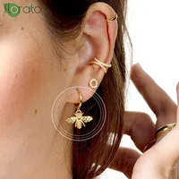 925 Sterling Silver Needle Vintage Gold Earrings Cute Bee Pendant Silver Hoop Earrings for Women Luxury Jewelry Premium Gift