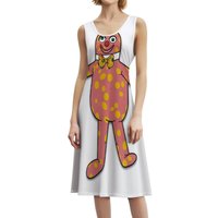 Mr Blobby Iii Vintage Bohemian Dress Puff Sleeve Or Sleeveless Options For Women Dress Mr Blobby Blobby 90S Nineties Women's