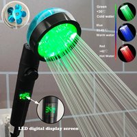 New 3/7 Colors Digital Temperature Display LED Shower Head High Pressure Shower Turbo Bathroom Hand Hose Set Showerhead Nozzle