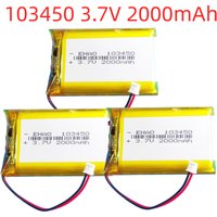 3.7V 2000mAh 103450 Lipo Lithium Polymer Rechargeable Battery with JST 1.5mm 2Pin Plug for MP5 GPS Navigator DVD Mobile Phone