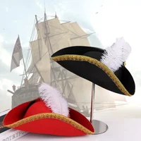 New Medieval Retro Creative Feathers Pirate Hat Pirate Captain Cosplay Cap for Men Women Halloween Carnival Party Costume Props