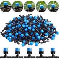 100Pcs Adjustable 6 Holes Drip Irrigation Emitters Micro Drip Sprinklers for Garden Greenhouse Lawn Flower Bed Watering