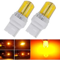 2Pcs T20 7440 W21W WY21W LED Car Lights COB 48SMD Silicone Bulbs Amber Yellow Orange For Auto Turn Signal Light Bulb Lamp 12V DC