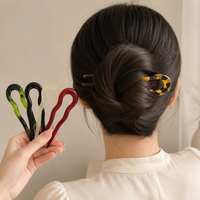 U-Shaped Hair Fork Hair Stick for Women Hairpin Daily Wear Acrylic Acetate Pattern Bun Hair Styling Accessories for Girls Ladies