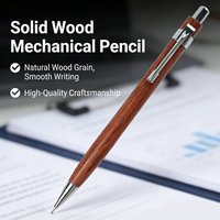Vintage Red Wooden Mechanical Pencil Set - 0.5mm Lead with 100 Refills, Solid Wood Body, Ideal for Artists & Office School Use