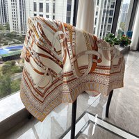New Square Silk Scarf 90CM Twill Bandanas Luxury Designer Hems Rollerd Shawls Hair Neck Accessories Decoration Christmas Gift