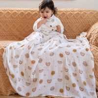Happy Flute – couverture en mousseline de coton pour nouveau-né, 1 pièce, 120x110CM, serviette d'emmaillotage pour bébé, serviette de bain en chaîne, 70% bambou + 30% coton