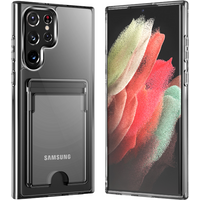 Card Slot Holder Wallet Transparent Case For Samsung Galaxy S24 S23 S22 S21 S20 Note 20 Ultra 10Plus Shockproof Clear Hard Cover
