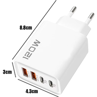 Total 120W Fast Charging PD USB Type-C Wall Adapter for iPhone 16/15/14 Xiaomi Huawei Redmi Oneplus - Quick Charger for Multiple
