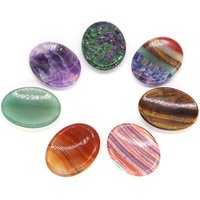 Wholesale 35x45mm Thumb Forget Worry Stones Oval Massage Quartz 7 Chakra Crystal Healing Reiki Energy Meditation Pocket Gemstone