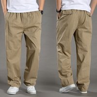 Men's Overalls Cotton Cargo Pants Casual Sports Sweatpants Stretch Waist Work Utility Dungarees Black Gym Jogger Trousers