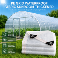 Thickened Transparent Grid Tarp Curtain Outdoor Pergola Clear Rainproof Cloth Greenhouse Succulent Plant Keep Warm Cover