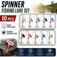 10PCS Spinner Fishing Lure Set Treble Hooks Metal Blade Tackle Box Freshwater Bass Trout Perch Pike Fishing Bait Kit for Anglers