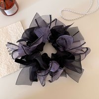 1pc Korean-style purple charm bow scrunchie, organza handmade braided hair tie, girl’s bun hair rope