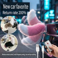 Electric Moving Fluffy Fox Tail for Car, Sound Activated & Remote Control Wagging Tail, Cute Auto Decoration Plush Toy