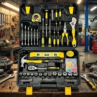 108-teiliges Handwerkzeug-Set Auto- und Heim-Reparatur-Kit Steckschlüssel Schraubenschlüssel Ratschenschlüssel Schraubendreher Tragbares DIY-Mechaniker-Werkzeugset mit Koffer