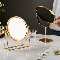 Nordic Home iron Art vanity Mirror Round Mirror for Bedroom Bathroom Desktop gold round makeup mirror simple and Modern