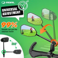 RBRL Bicycle Handlebar Rearview Mirror Electric Bike Mirror 360 Rotatable Extended Alloy Mirror Arm for Road Mountain Cycling