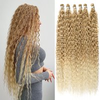 Synthetic Curly Hair Bundles Water Wave Extensions Weave(9PCS For One Head)Anjo Plus Heat Resistant Fiber High Quality Hair